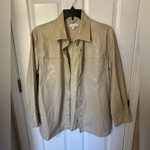 Top Shop Luxurious Fall and Winter Wear Tan Faux Leather Shirt